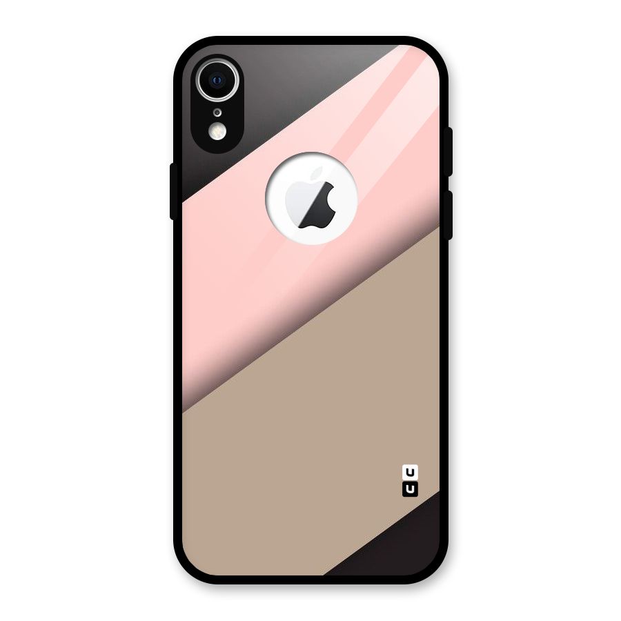 Pink Diagonal Glass Back Case for iPhone XR Logo Cut