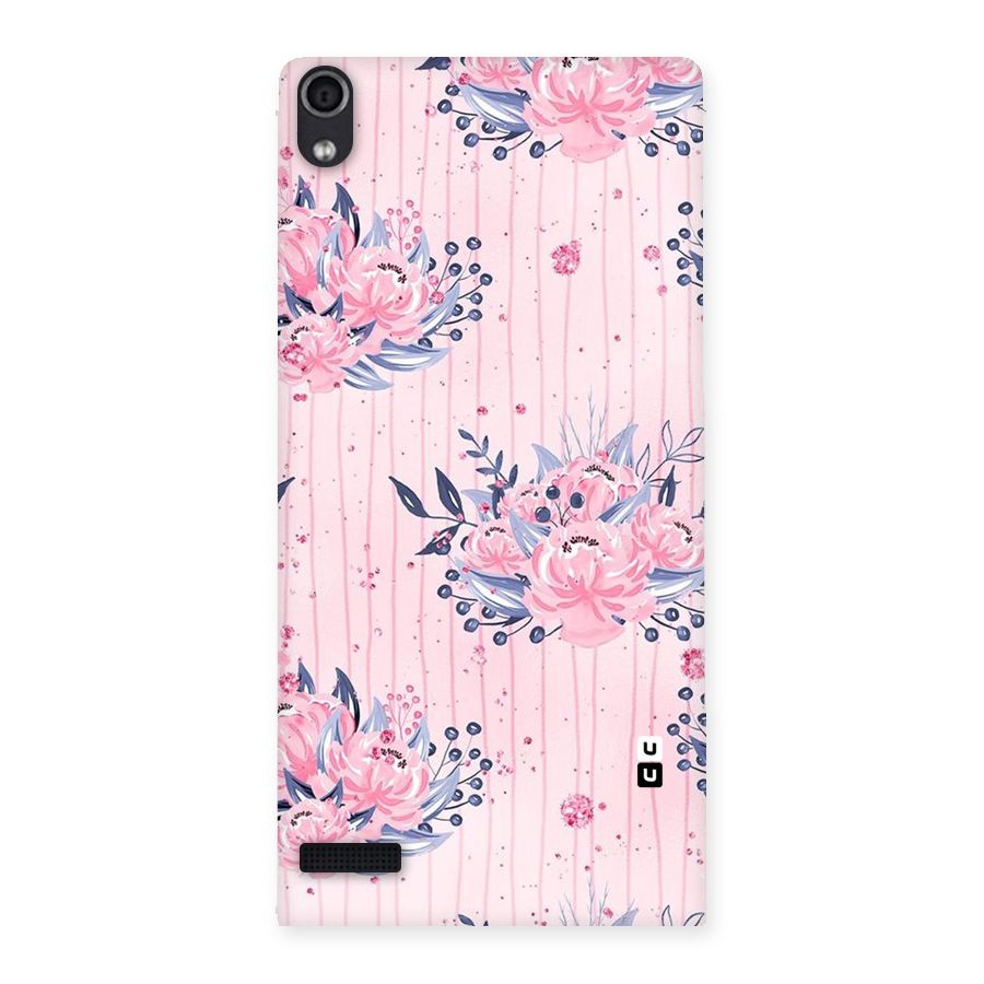 Pink Floral and Stripes Back Case for Ascend P6