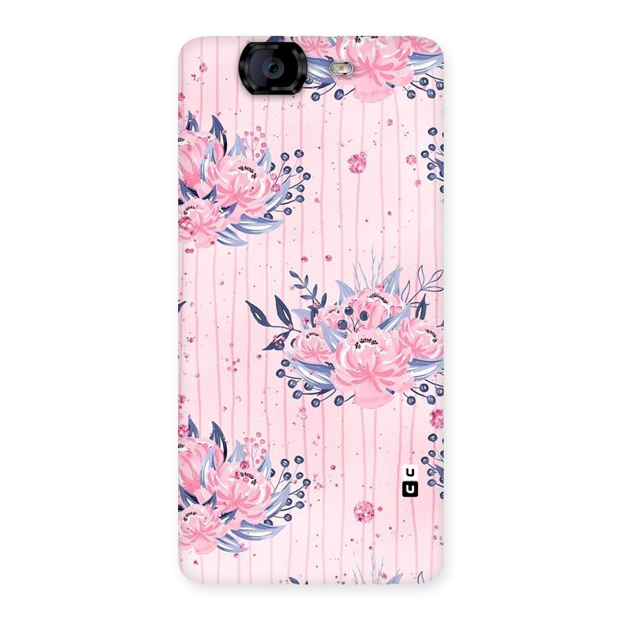 Pink Floral and Stripes Back Case for Canvas Knight A350