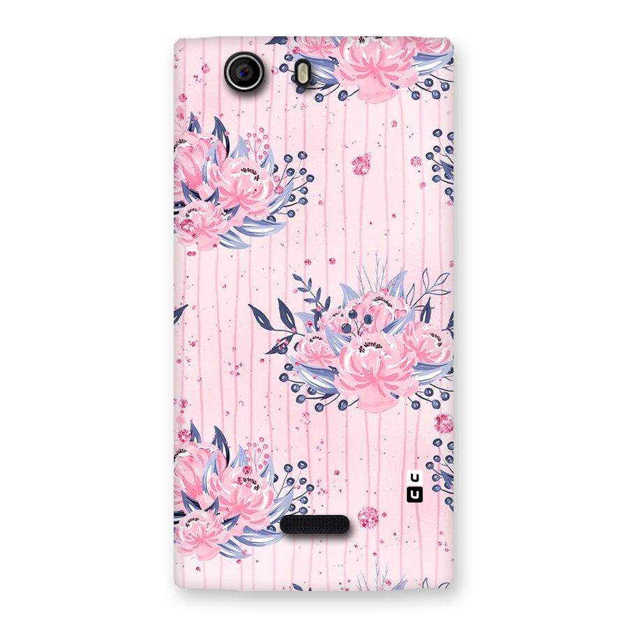 Pink Floral and Stripes Back Case for Canvas Nitro 2 E311
