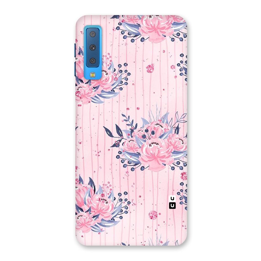 Pink Floral and Stripes Back Case for Galaxy A7 (2018)