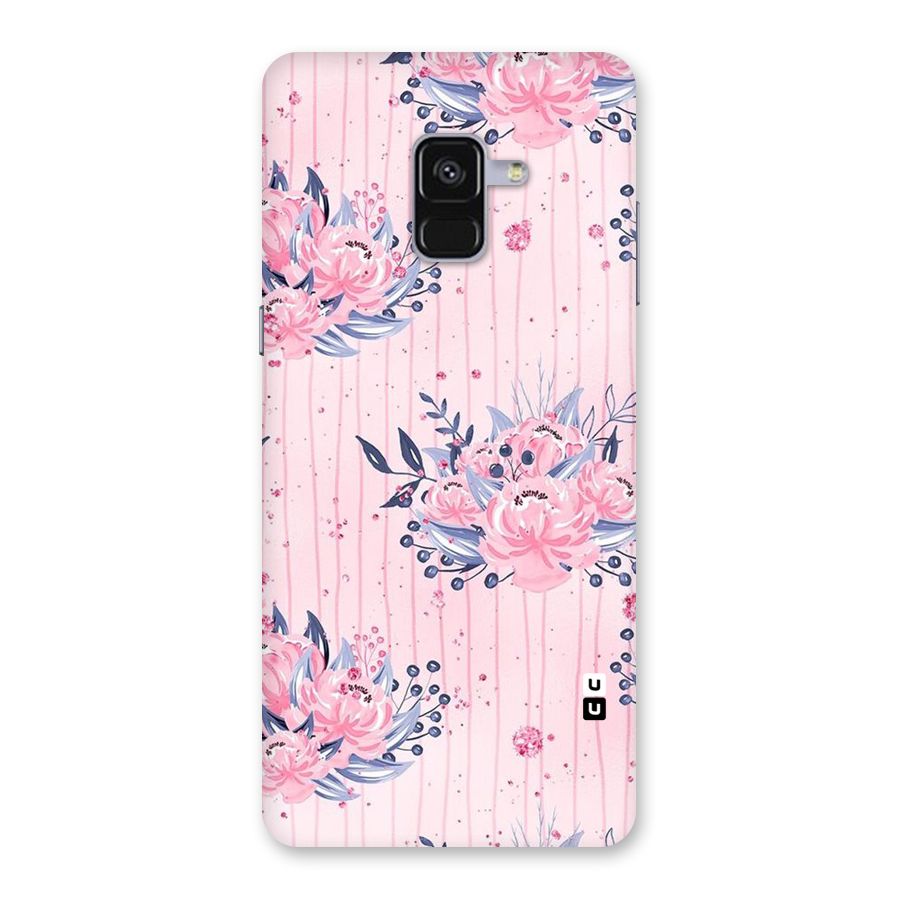 Pink Floral and Stripes Back Case for Galaxy A8 Plus
