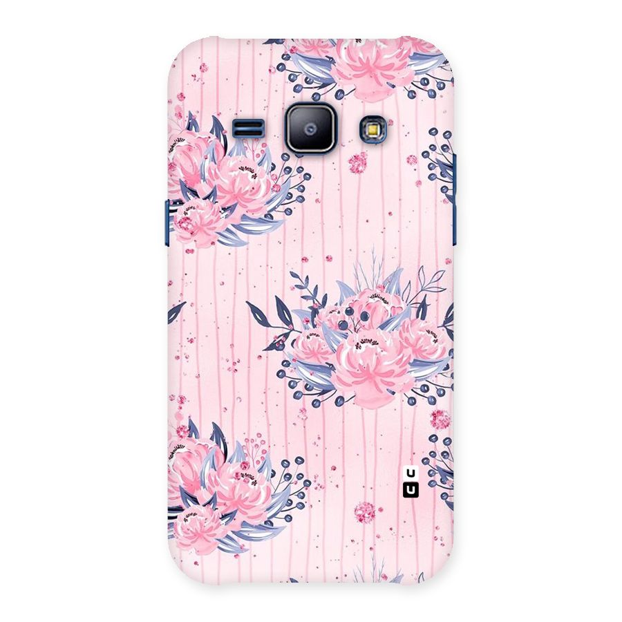 Pink Floral and Stripes Back Case for Galaxy J1