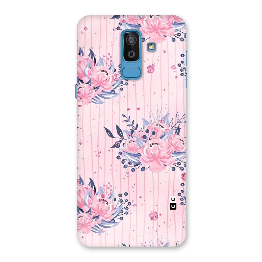 Pink Floral and Stripes Back Case for Galaxy J8
