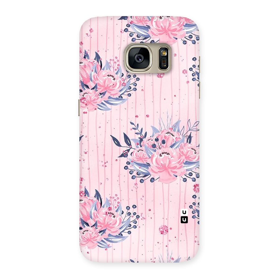 Pink Floral and Stripes Back Case for Galaxy S7
