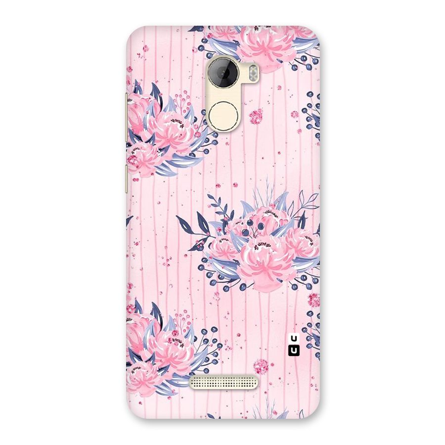 Pink Floral and Stripes Back Case for Gionee A1 LIte