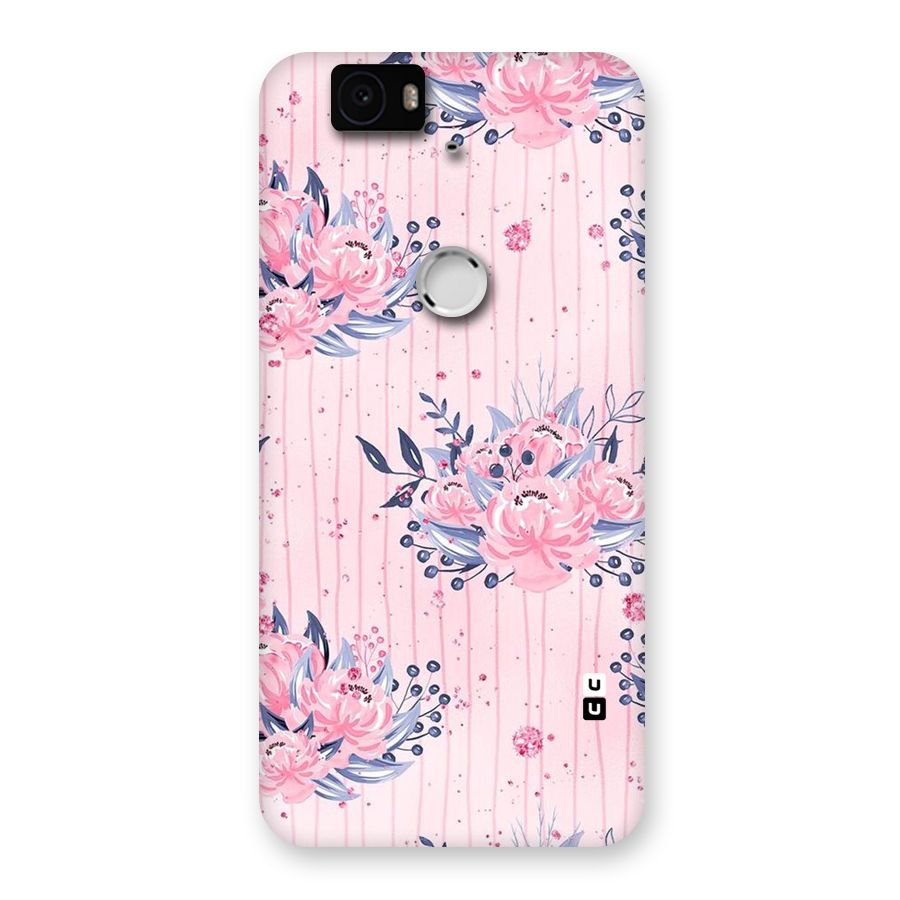 Pink Floral and Stripes Back Case for Google Nexus-6P