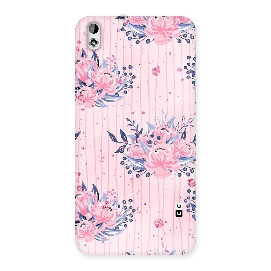 Pink Floral and Stripes Back Case for HTC Desire 816s