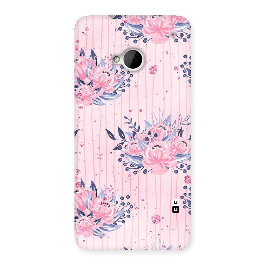 Pink Floral and Stripes Back Case for HTC One M7