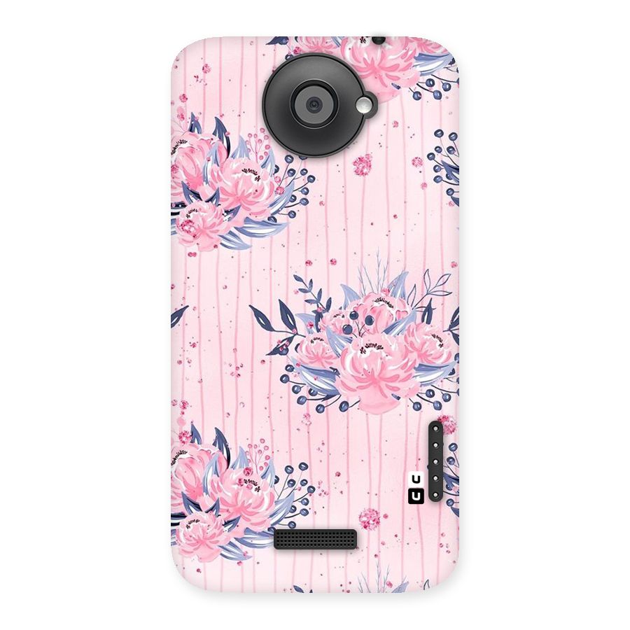 Pink Floral and Stripes Back Case for HTC One X