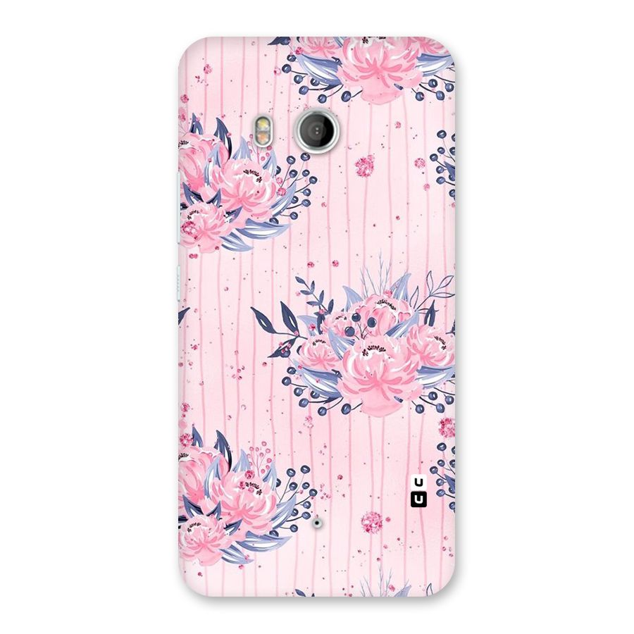 Pink Floral and Stripes Back Case for HTC U11
