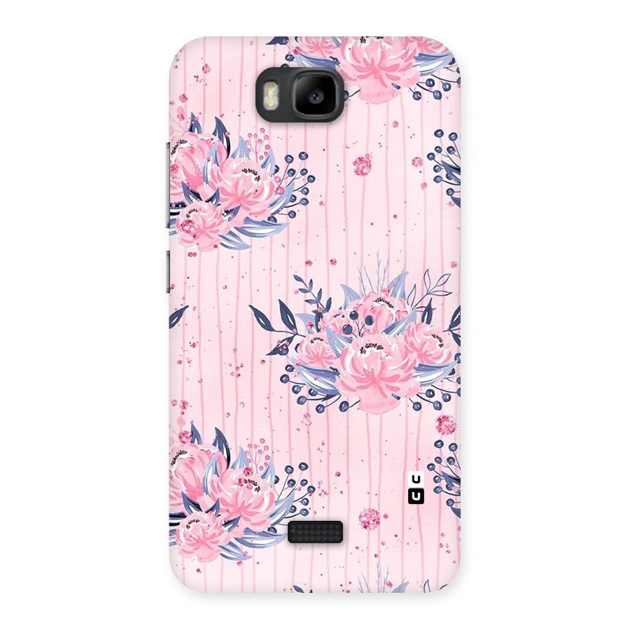 Pink Floral and Stripes Back Case for Honor Bee