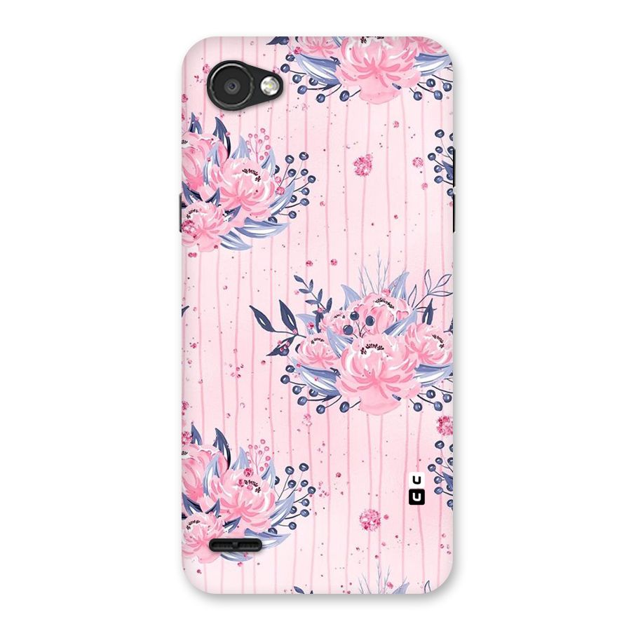 Pink Floral and Stripes Back Case for LG Q6
