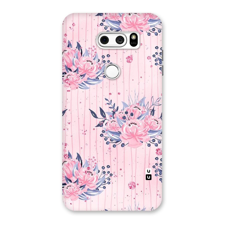 Pink Floral and Stripes Back Case for LG V30