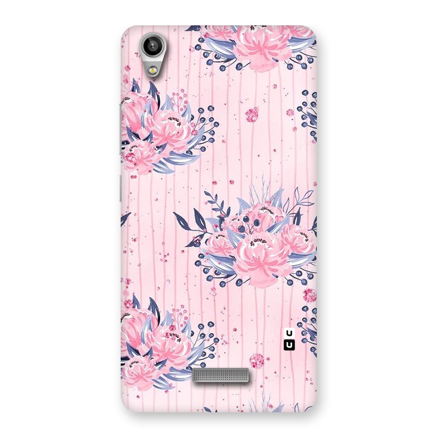 Pink Floral and Stripes Back Case for Lava-Pixel-V1