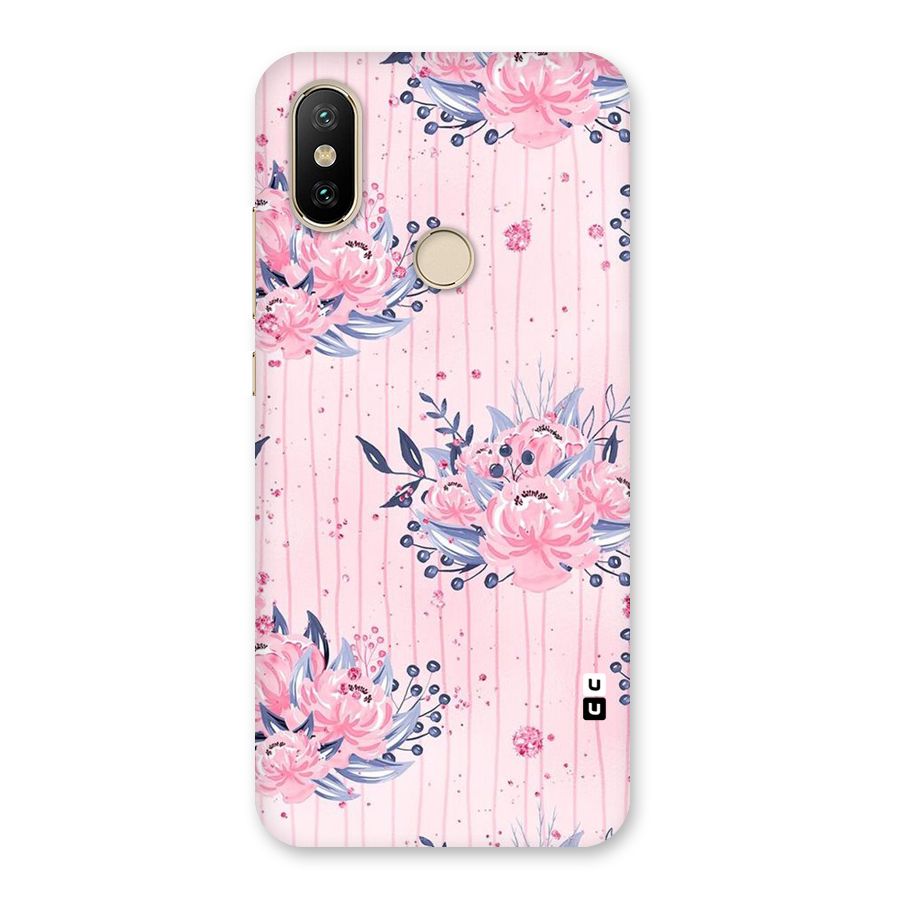 Pink Floral and Stripes Back Case for Mi A2