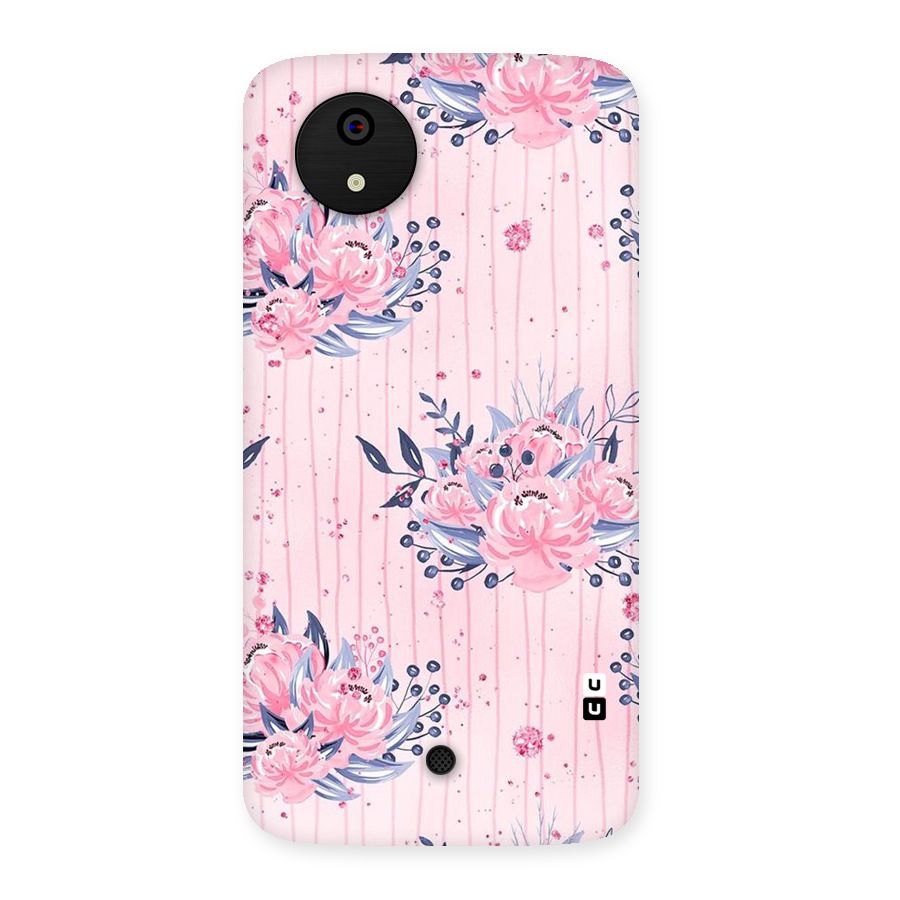 Pink Floral and Stripes Back Case for Micromax Canvas A1