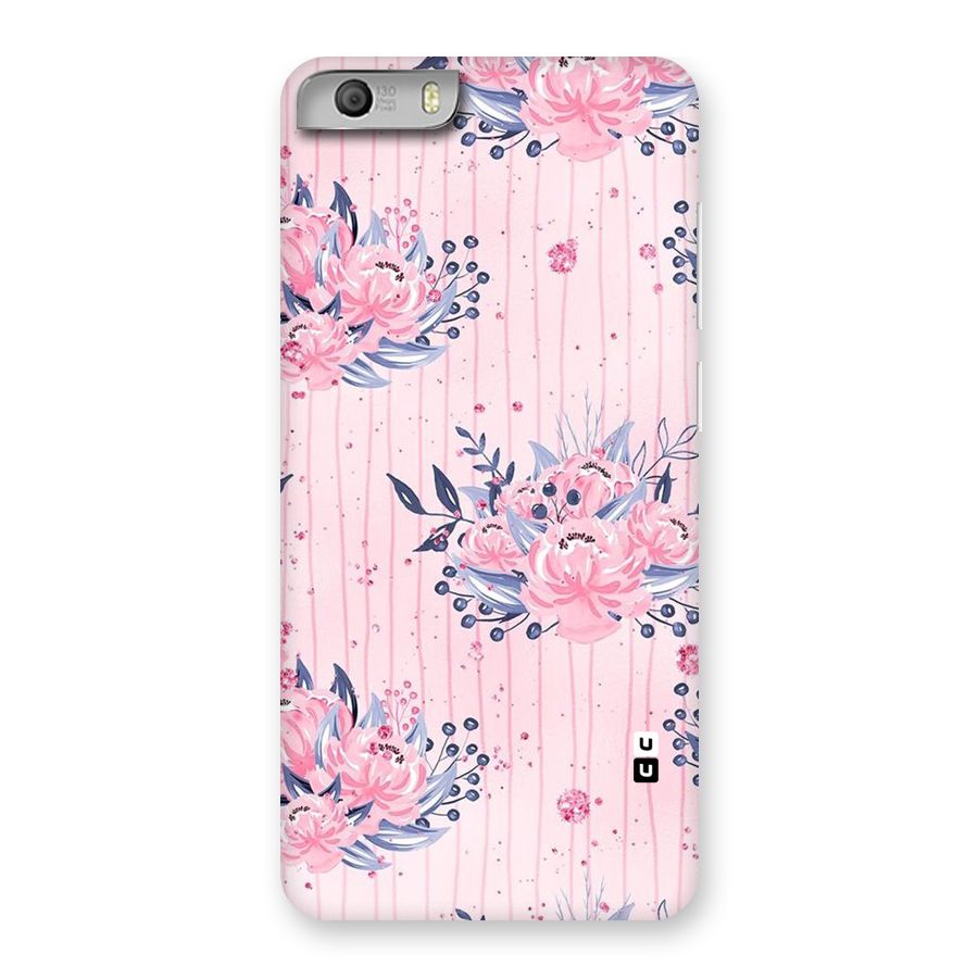 Pink Floral and Stripes Back Case for Micromax Canvas Knight 2