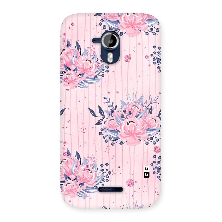 Pink Floral and Stripes Back Case for Micromax Canvas Magnus A117