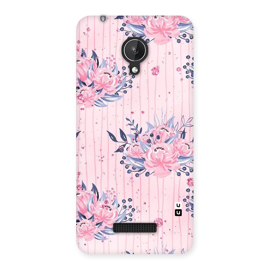 Pink Floral and Stripes Back Case for Micromax Canvas Spark Q380