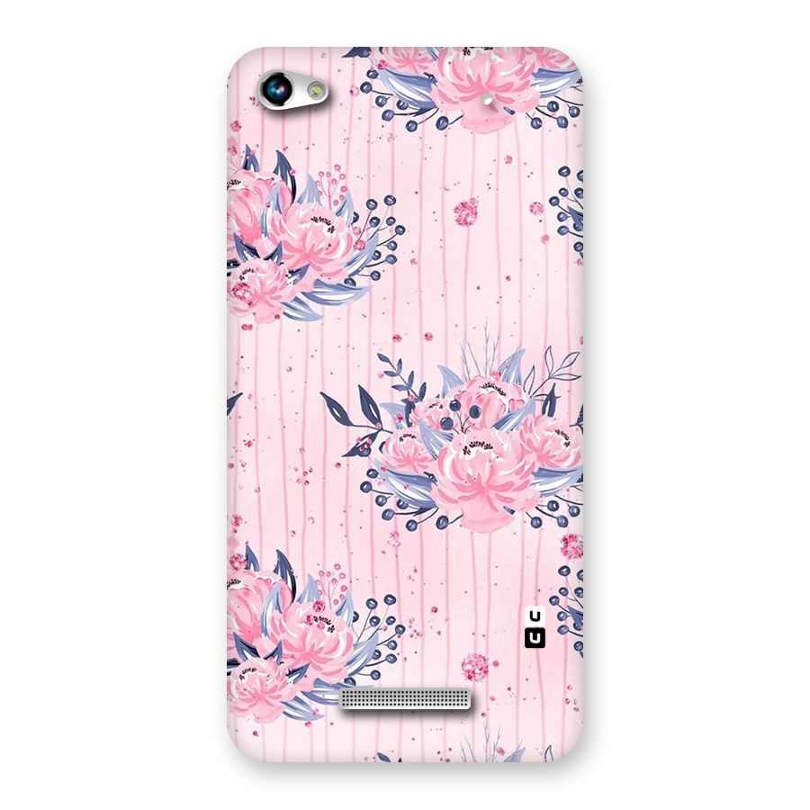 Pink Floral and Stripes Back Case for Micromax Hue 2