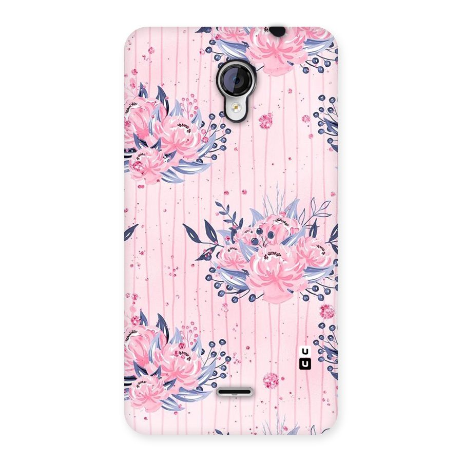 Pink Floral and Stripes Back Case for Micromax Unite 2 A106