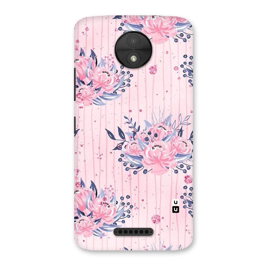 Pink Floral and Stripes Back Case for Moto C