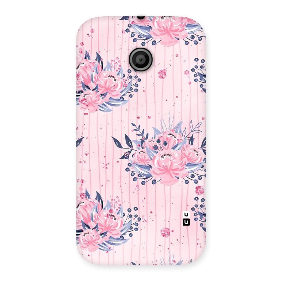 Pink Floral and Stripes Back Case for Moto E