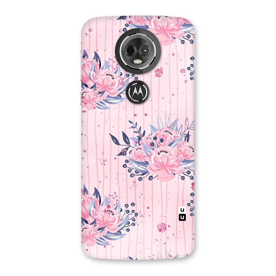 Pink Floral and Stripes Back Case for Moto E5 Plus