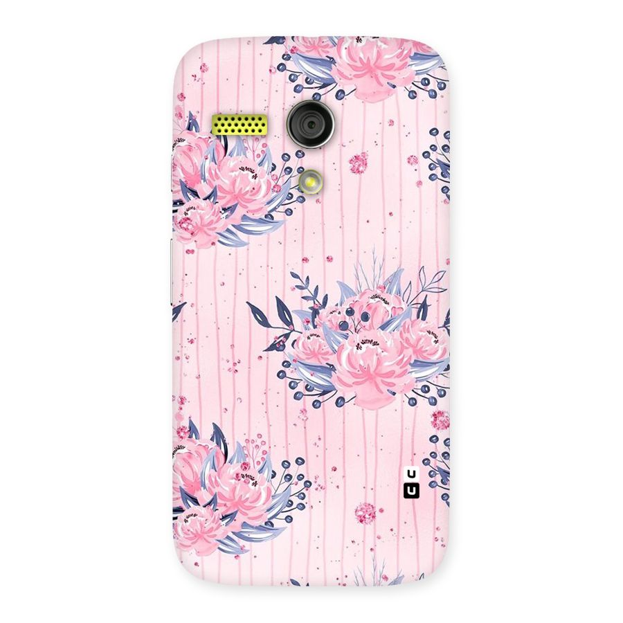 Pink Floral and Stripes Back Case for Moto G