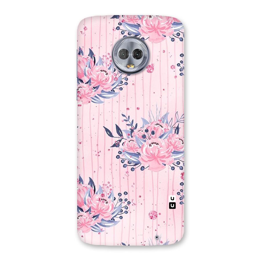 Pink Floral and Stripes Back Case for Moto G6 Plus