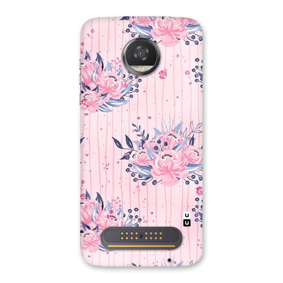 Pink Floral and Stripes Back Case for Moto Z2 Play