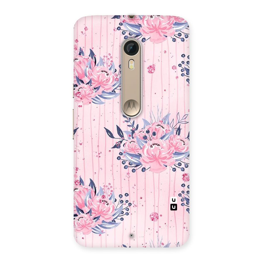 Pink Floral and Stripes Back Case for Motorola Moto X Style