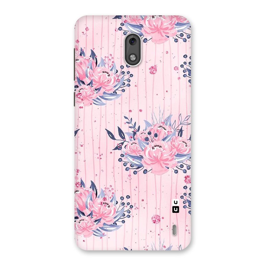 Pink Floral and Stripes Back Case for Nokia 2
