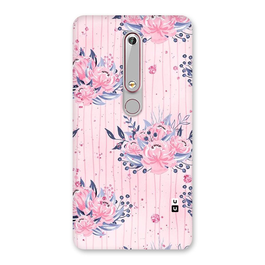 Pink Floral and Stripes Back Case for Nokia 6.1
