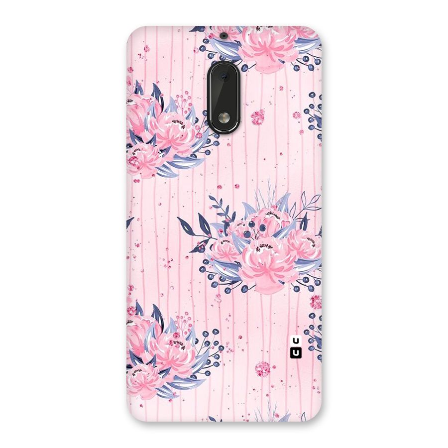 Pink Floral and Stripes Back Case for Nokia 6