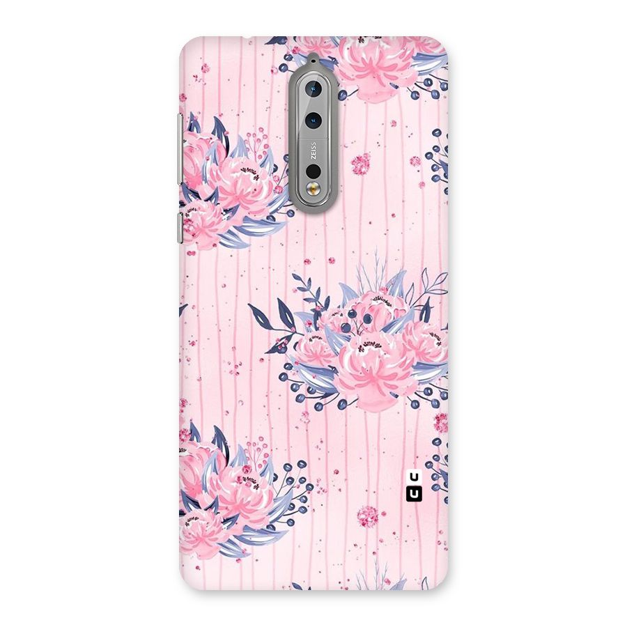 Pink Floral and Stripes Back Case for Nokia 8