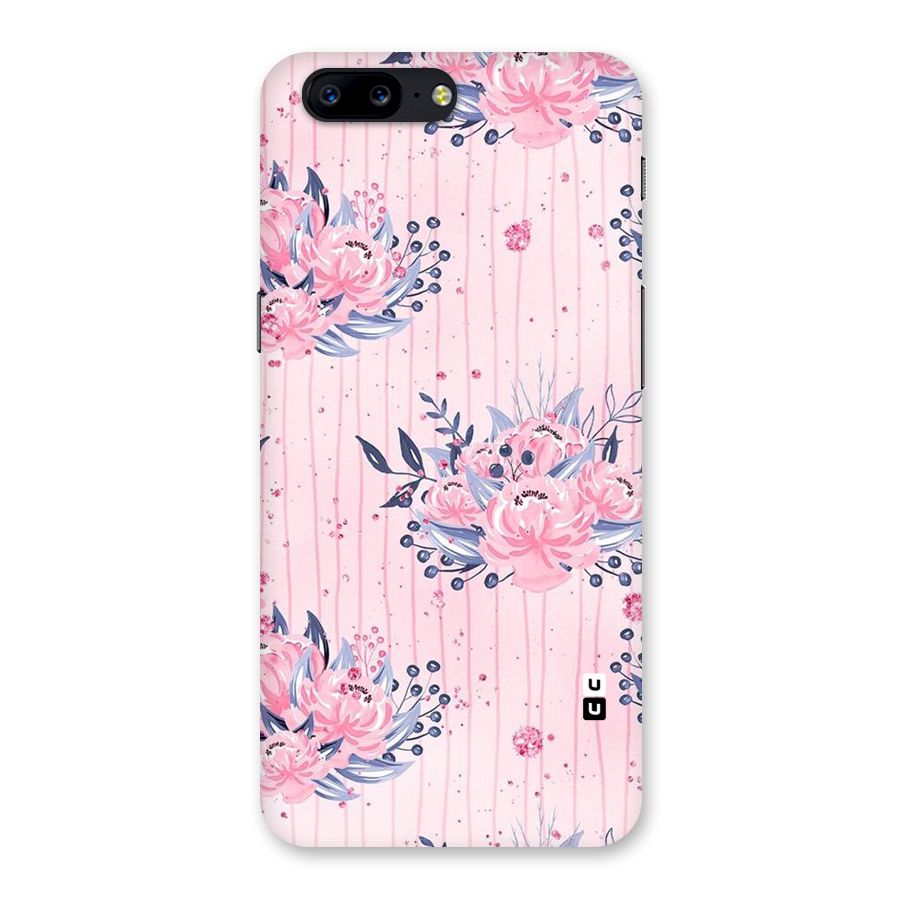 Pink Floral and Stripes Back Case for OnePlus 5