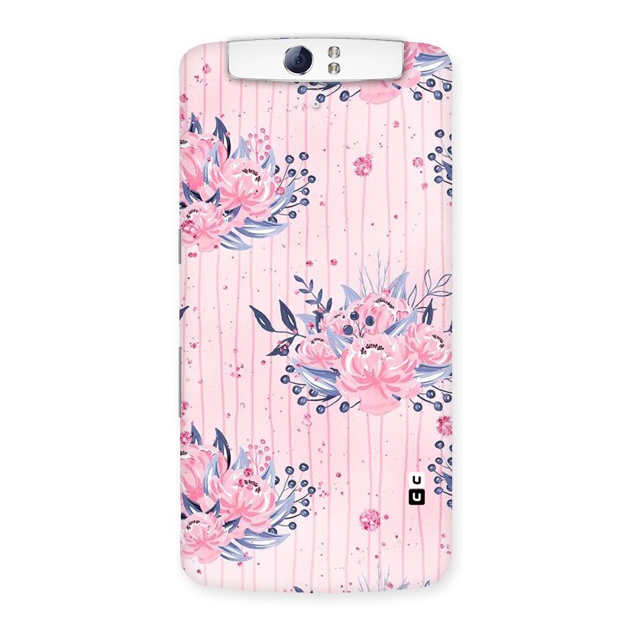 Pink Floral and Stripes Back Case for Oppo N1