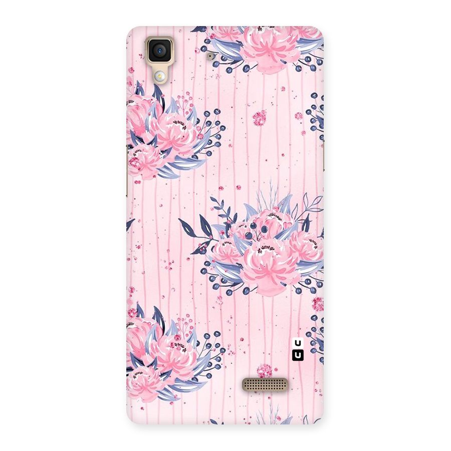 Pink Floral and Stripes Back Case for Oppo R7
