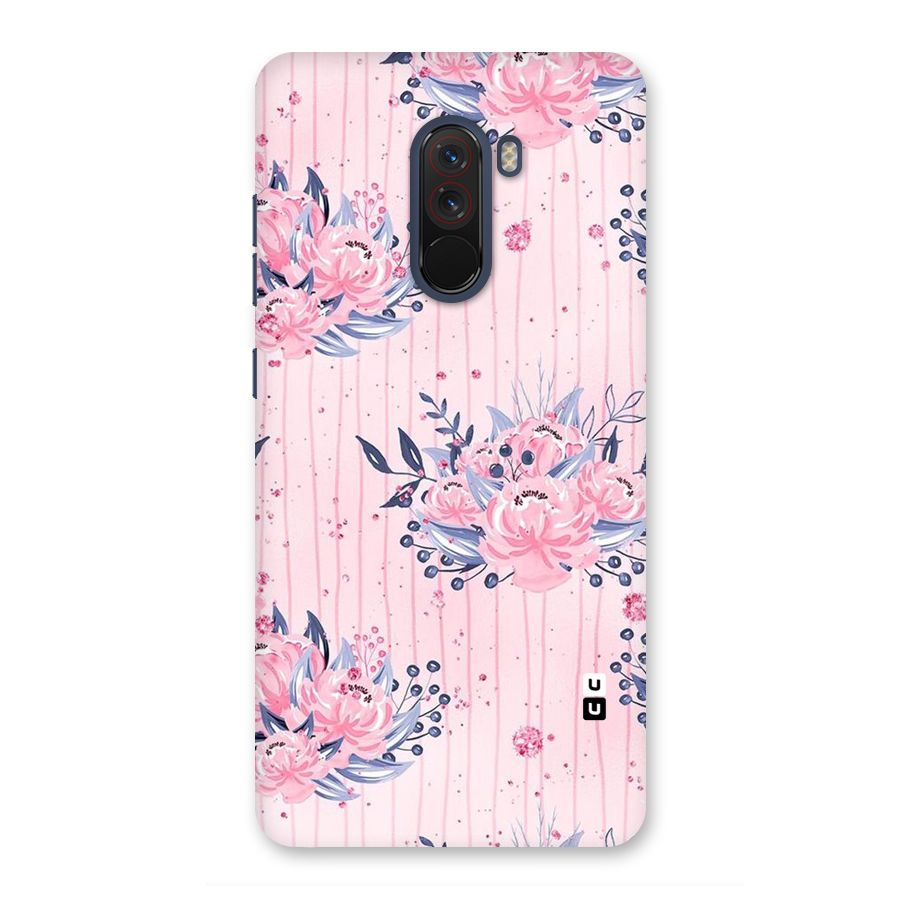 Pink Floral and Stripes Back Case for Poco F1