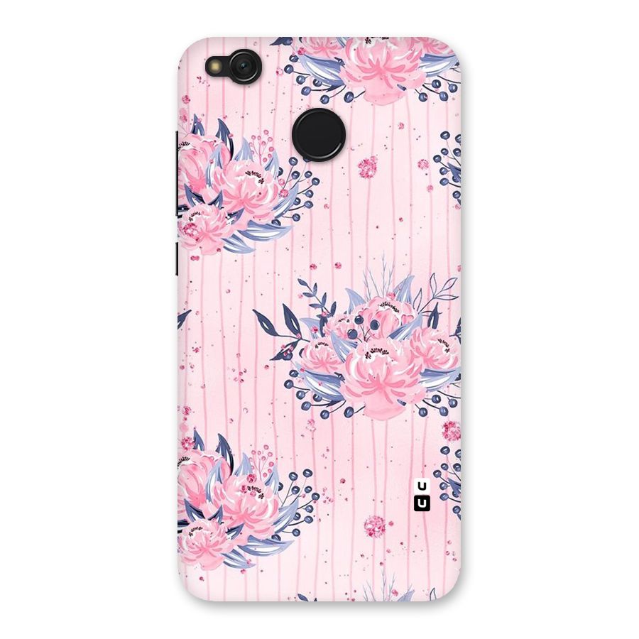 Pink Floral and Stripes Back Case for Redmi 4