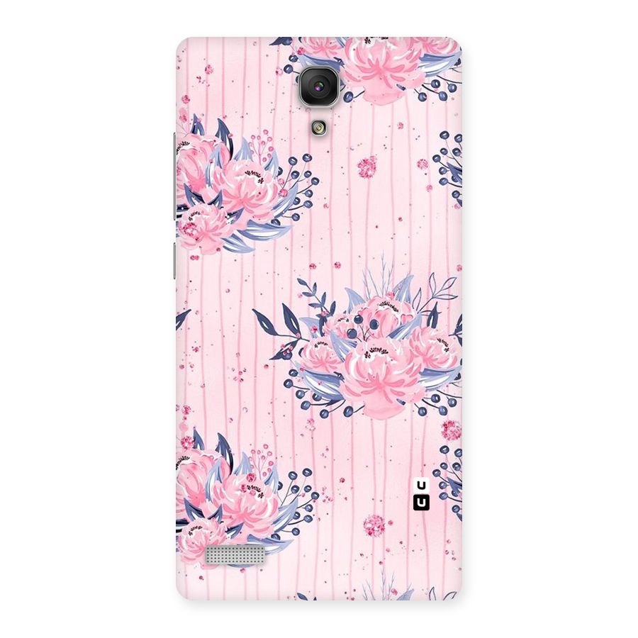 Pink Floral and Stripes Back Case for Redmi Note