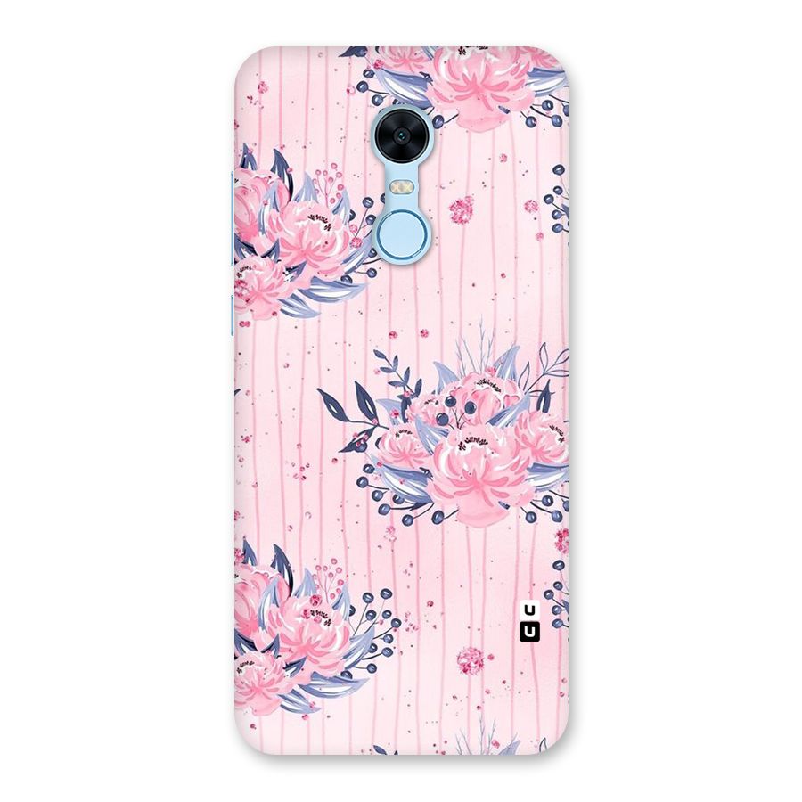 Pink Floral and Stripes Back Case for Redmi Note 5