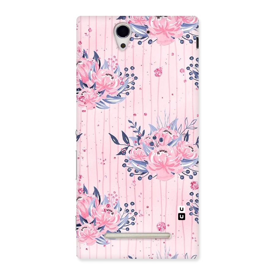 Pink Floral and Stripes Back Case for Sony Xperia C3