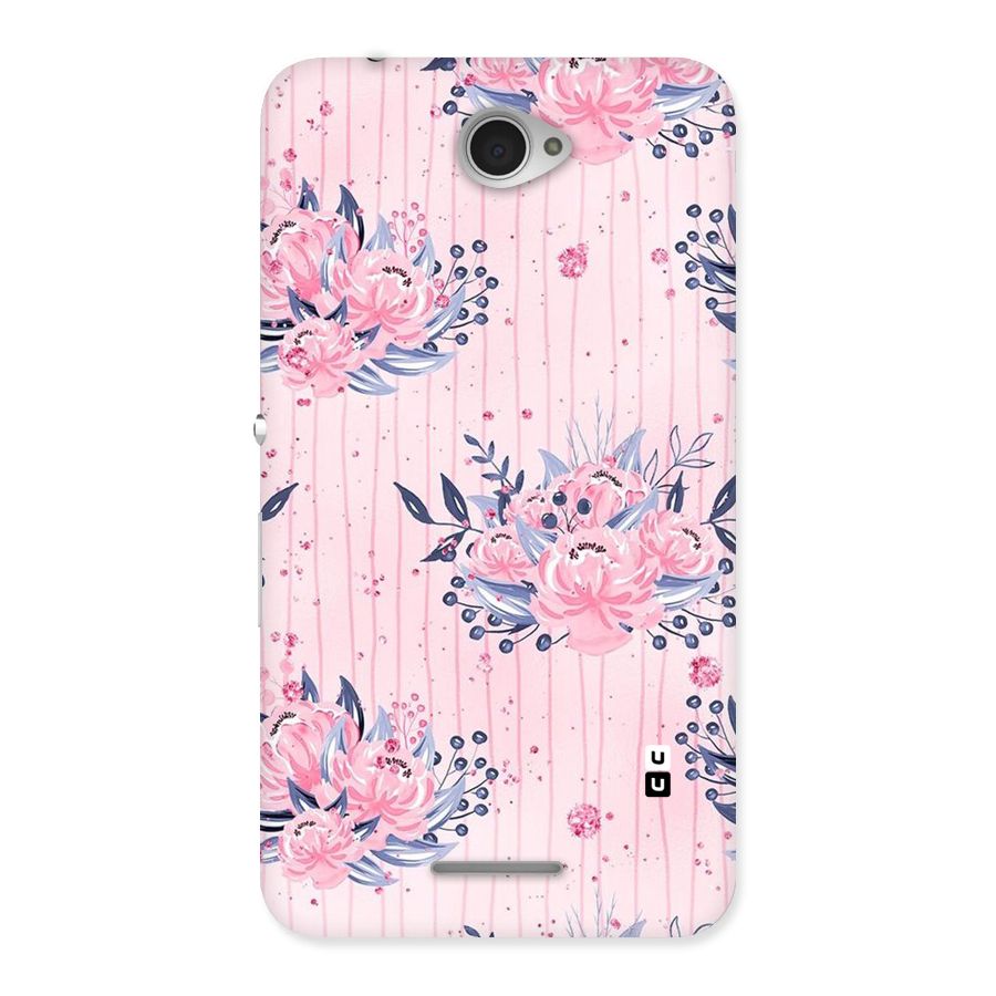 Pink Floral and Stripes Back Case for Sony Xperia E4