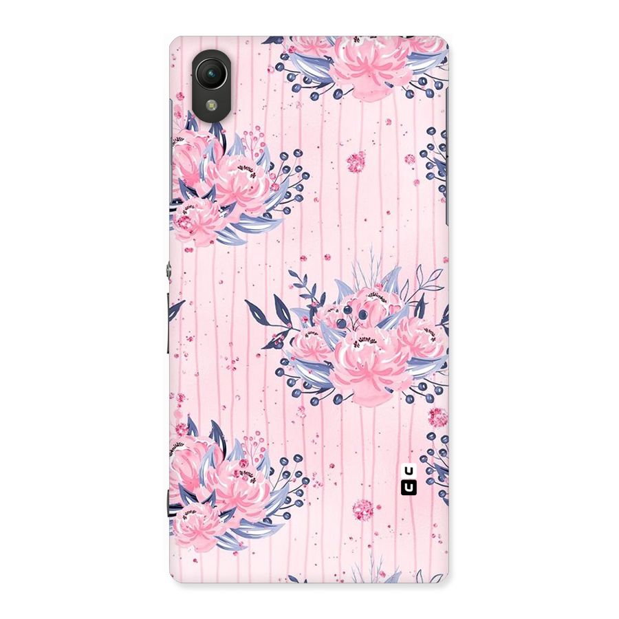 Pink Floral and Stripes Back Case for Sony Xperia Z1