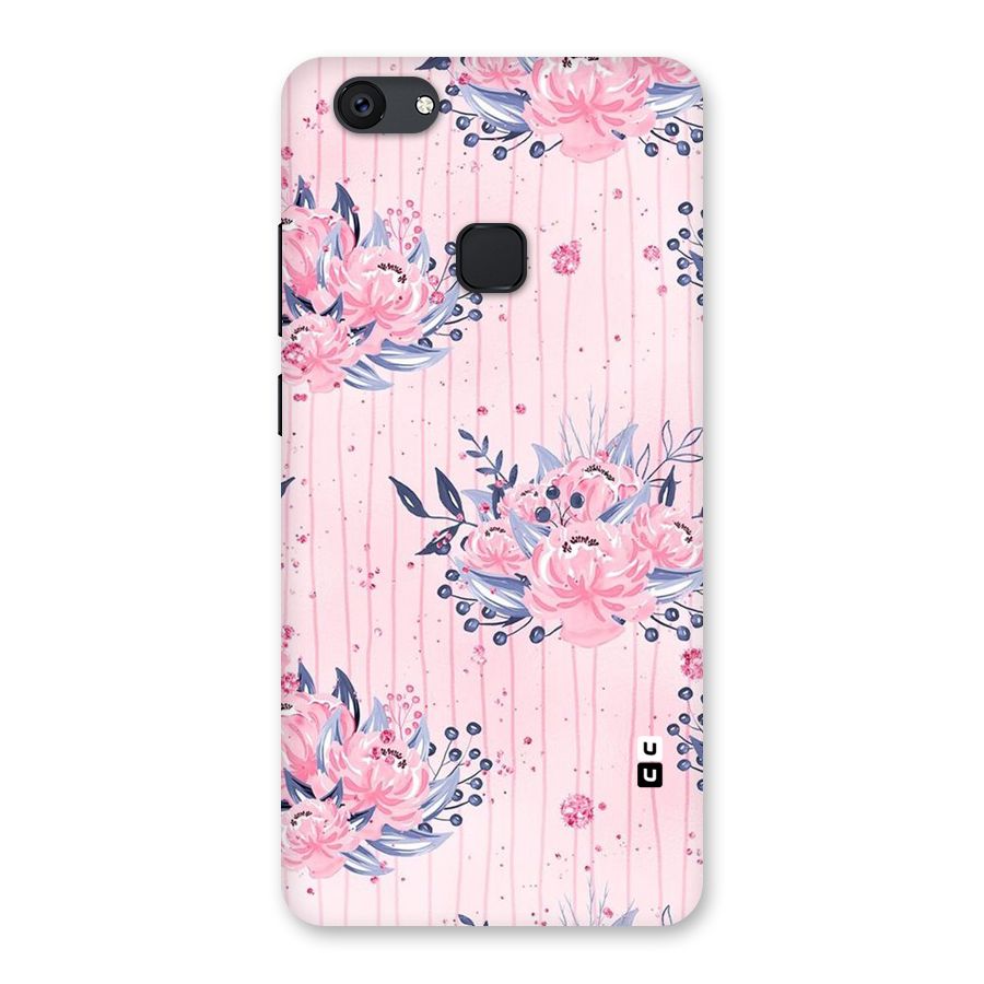 Pink Floral and Stripes Back Case for Vivo V7 Plus