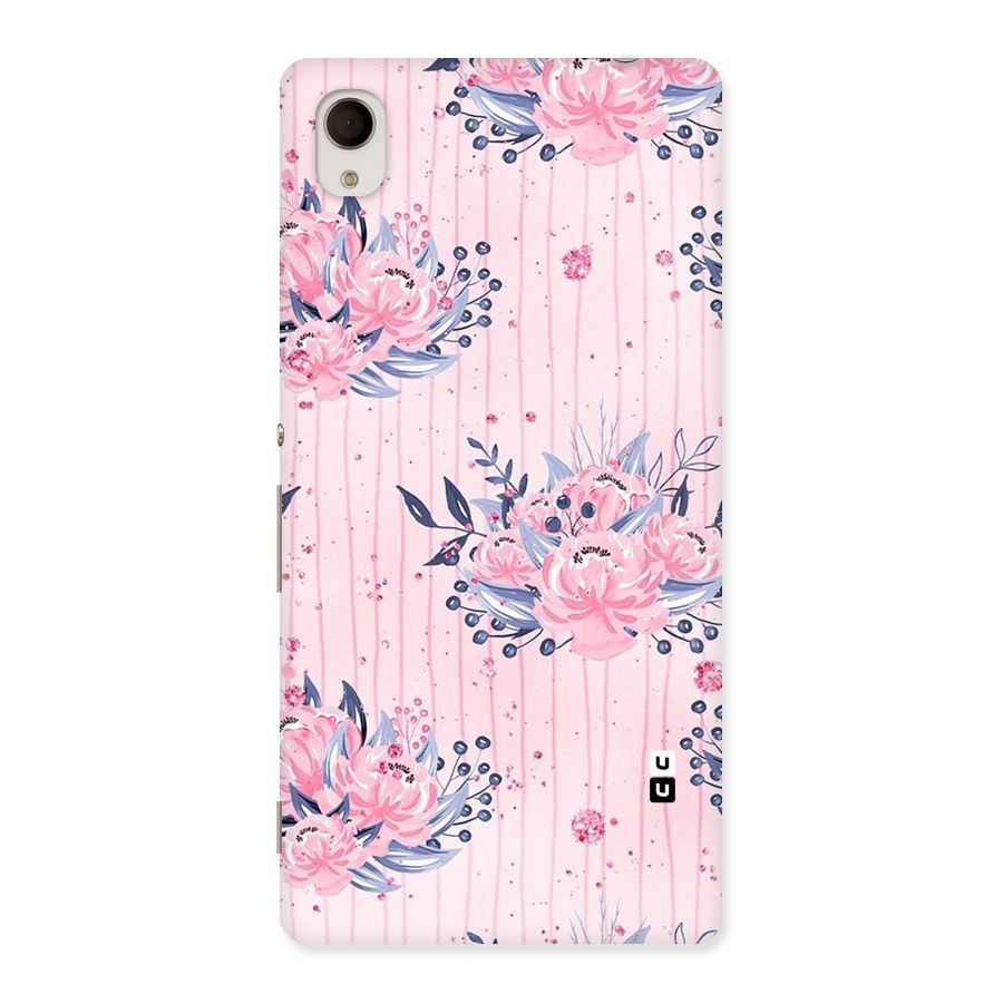 Pink Floral and Stripes Back Case for Xperia M4 Aqua