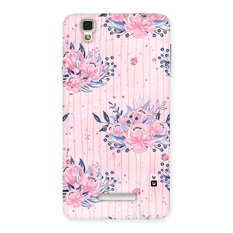 Pink Floral and Stripes Back Case for YU Yureka Plus